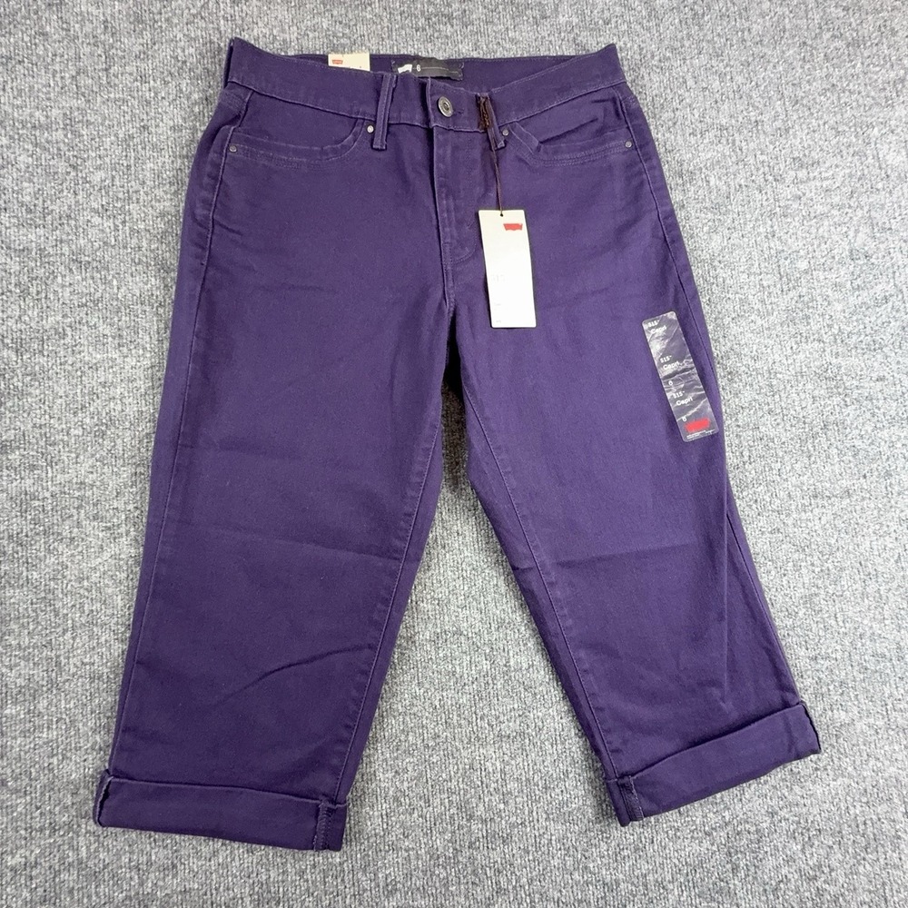 Levi's 515 Capri Jeans Womens 6 Purple Dark Wash Mid Rise Stretch Denim Cropped